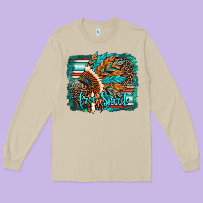 Free Spirit Native American Indian Headdress Long Sleeve Tee Designed By Artiststas