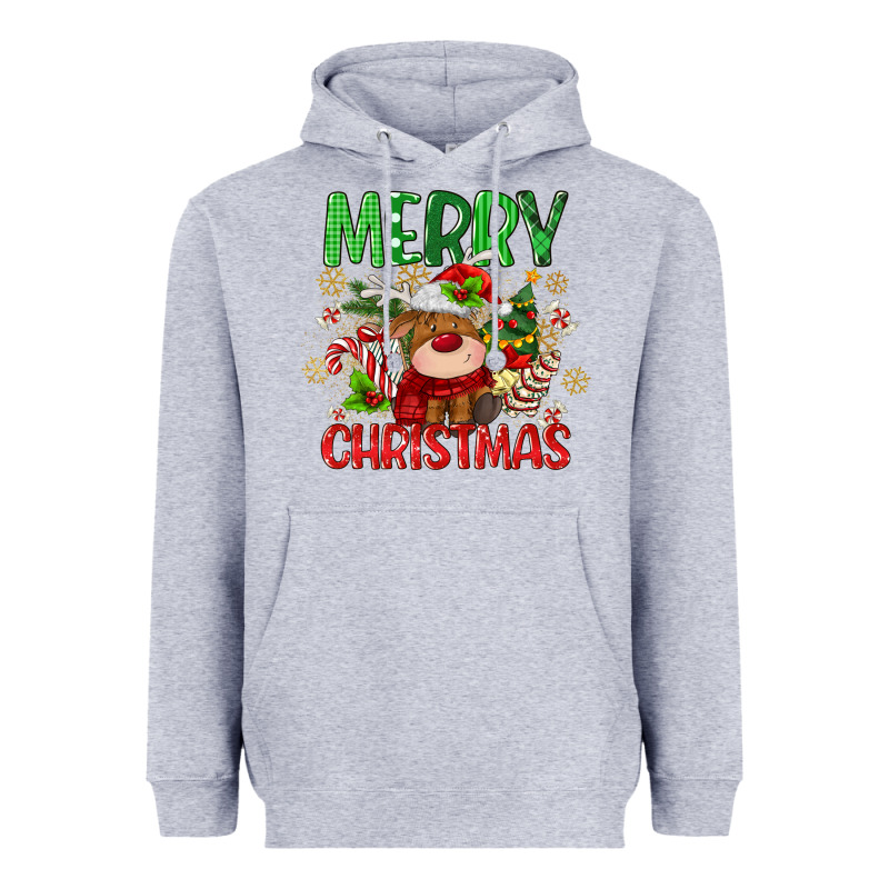 Merry Christmas Deer Heavyweight Hoodie by MaliasSmallBusiness | Teevron
