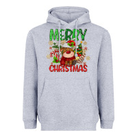 Heather Grey merry christmas deer Heavyweight Hoodie - MaliasSmallBusiness