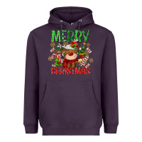 Plum merry christmas deer Heavyweight Hoodie - MaliasSmallBusiness