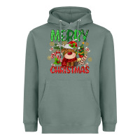 Sage merry christmas deer Heavyweight Hoodie - MaliasSmallBusiness