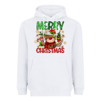White merry christmas deer Heavyweight Hoodie - MaliasSmallBusiness