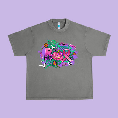 Halloween Boo With Cancer Ribbon Urban Heavy Tee Designed By Adodesignshop