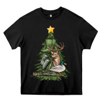 Black hunting christmas tree Heavy Core Tee - MaliasSmallBusiness