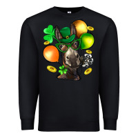 Black St. Patricks Clovers With Donkey Premium Sweatshirt - BundleAndBundleShop