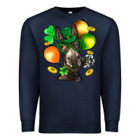 Navy St. Patricks Clovers With Donkey Premium Sweatshirt - BundleAndBundleShop