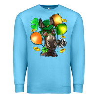 Ocean Blue St. Patricks Clovers With Donkey Premium Sweatshirt - BundleAndBundleShop