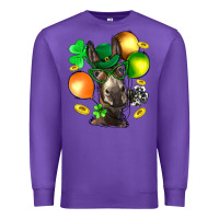 Purple St. Patricks Clovers With Donkey Premium Sweatshirt - BundleAndBundleShop