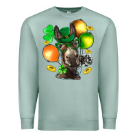 Seafoam St. Patricks Clovers With Donkey Premium Sweatshirt - BundleAndBundleShop