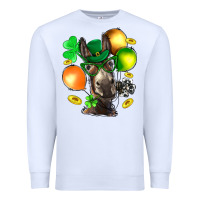 White St. Patricks Clovers With Donkey Premium Sweatshirt - BundleAndBundleShop