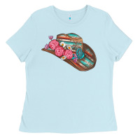 Baby Blue cowboy hat Ladies Tee - AdoDesignShop
