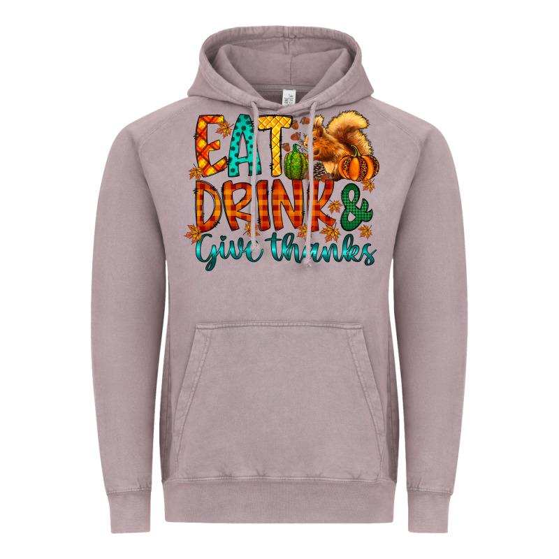 Eat Drink Give Thanks Vintage Hoodie by CowhideDigitalArt | Teevron