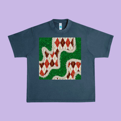 Christmas Diamond Plaid And Green Glitter Seamless Pattern Urban Heavy Tee Designed By Bundleandbundleshop