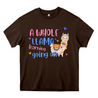 Chocolate Brown a whole llama learning going on Heavy Core Tee - MaliasSmallBusiness