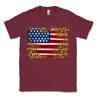 Burgundy american flag and leopard Classic Tee - Artiststas