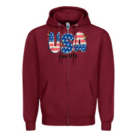 Burgundy usa since 1776 Zipper Hoodie - MaliasSmallBusiness