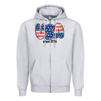 Heather Grey usa since 1776 Zipper Hoodie - MaliasSmallBusiness