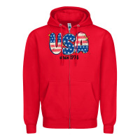 Red usa since 1776 Zipper Hoodie - MaliasSmallBusiness