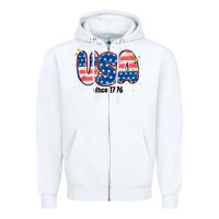 White usa since 1776 Zipper Hoodie - MaliasSmallBusiness