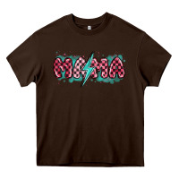 Chocolate Brown lightning bolt mama Heavy Core Tee - MaliasSmallBusiness
