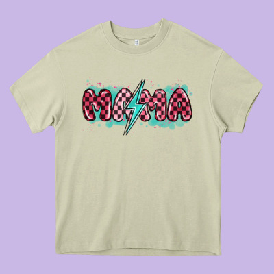 Lightning Bolt Mama Heavy Core Tee Designed By Maliassmallbusiness