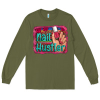 Army Green nail hustler serape leopard background Long Sleeve Tee - Artiststas