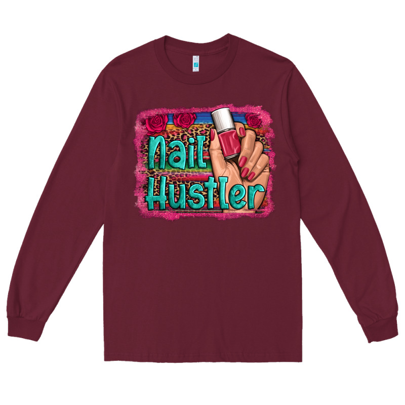 Nail Hustler Serape Leopard Background Long Sleeve Tee by Artiststas | Teevron