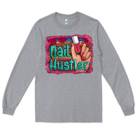 Heather Grey nail hustler serape leopard background Long Sleeve Tee - Artiststas