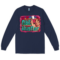 Navy nail hustler serape leopard background Long Sleeve Tee - Artiststas