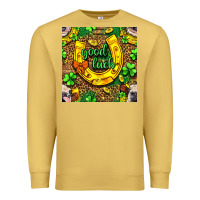 Antique Gold St. Patricks good luck with cow digital paper Premium Sweatshirt - BundleAndBundleShop