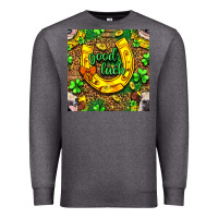 Charcoal Heather St. Patricks good luck with cow digital paper Premium Sweatshirt - BundleAndBundleShop