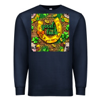 Navy St. Patricks good luck with cow digital paper Premium Sweatshirt - BundleAndBundleShop