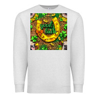 Oatmeal Heather St. Patricks good luck with cow digital paper Premium Sweatshirt - BundleAndBundleShop