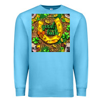 Ocean Blue St. Patricks good luck with cow digital paper Premium Sweatshirt - BundleAndBundleShop