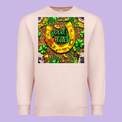 St. Patricks Good Luck With Cow Digital Paper Premium Sweatshirt Designed By Bundleandbundleshop