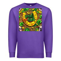 Purple St. Patricks good luck with cow digital paper Premium Sweatshirt - BundleAndBundleShop