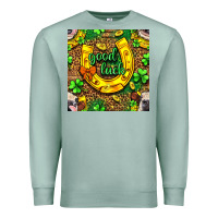 Seafoam St. Patricks good luck with cow digital paper Premium Sweatshirt - BundleAndBundleShop