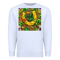 White St. Patricks good luck with cow digital paper Premium Sweatshirt - BundleAndBundleShop