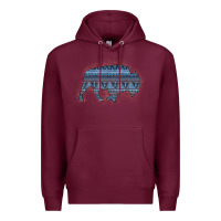 Burgundy Bison Silhouette Blue Aztec Premium Hoodie - Bettercallsaul