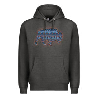 Charcoal Heather Bison Silhouette Blue Aztec Premium Hoodie - Bettercallsaul