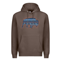 Coffee Bison Silhouette Blue Aztec Premium Hoodie - Bettercallsaul