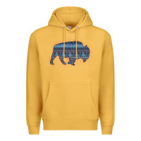Mustard Bison Silhouette Blue Aztec Premium Hoodie - Bettercallsaul