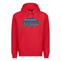 Red Bison Silhouette Blue Aztec Premium Hoodie - Bettercallsaul