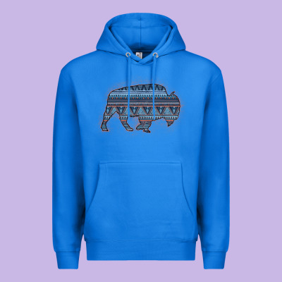 Bison Silhouette Blue Aztec Premium Hoodie Designed By Bettercallsaul