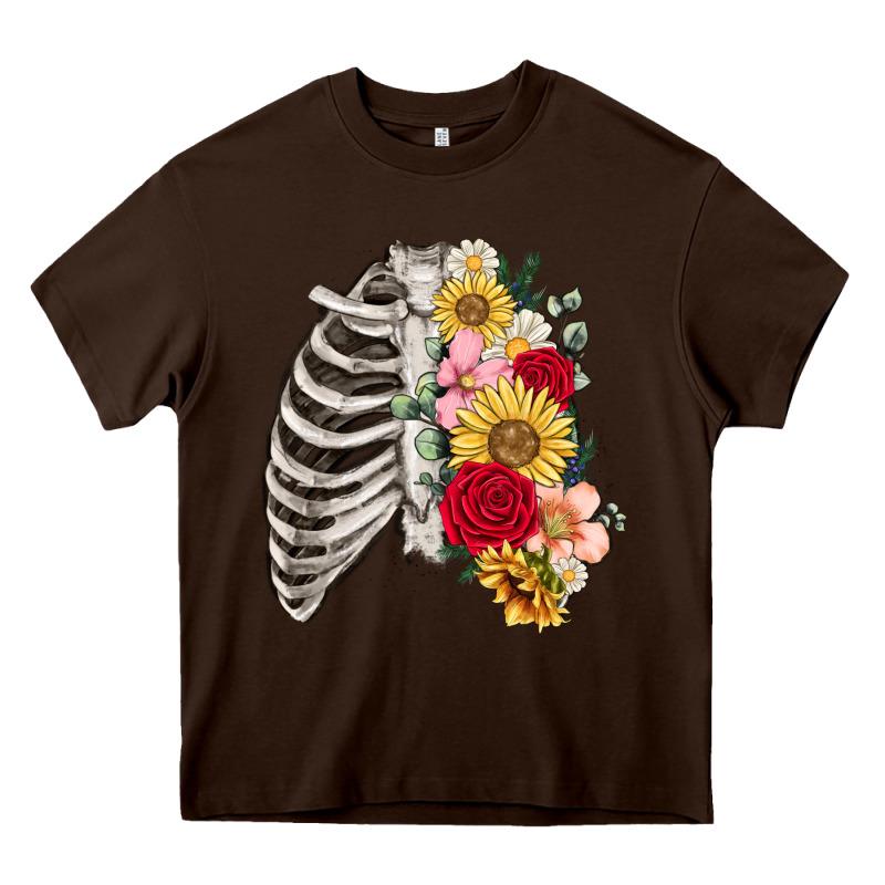 Floral Ribcage Heavy Core Tee by MaliasSmallBusiness | Teevron