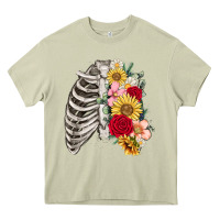 Mossy floral ribcage Heavy Core Tee - MaliasSmallBusiness