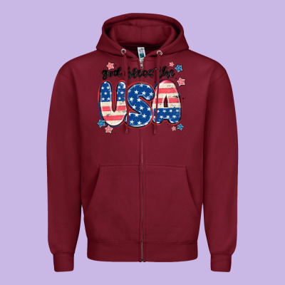 God Bless America Zipper Hoodie Designed By Maliassmallbusiness