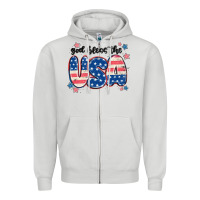 Dove Grey god bless america Zipper Hoodie - MaliasSmallBusiness