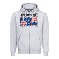 Heather Grey god bless america Zipper Hoodie - MaliasSmallBusiness