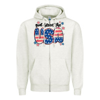 Oatmeal Heather god bless america Zipper Hoodie - MaliasSmallBusiness